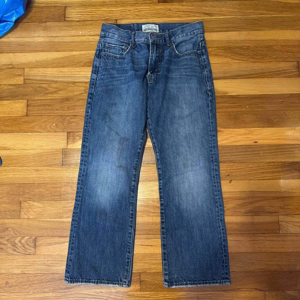 y2k aeropostale medium wash straight leg jeans